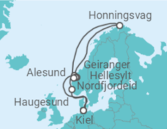 Reiseroute der Kreuzfahrt  11 Nächte - Norwegen mit Nordkap - Mein Schiff