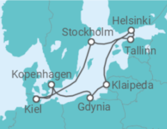 Reiseroute der Kreuzfahrt  10 Nächte - Ostsee mit Helsinki & Stockholm - Mein Schiff
