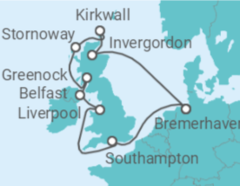Reiseroute der Kreuzfahrt  12 Nächte - Großbritannien mit Liverpool - Mein Schiff