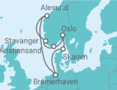Reiseroute der Kreuzfahrt  8 Nächte - Norwegen mit Stavanger - Mein Schiff