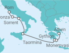 Reiseroute der Kreuzfahrt  Italien, Griechenland - WindStar Cruises