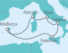 Reiseroute der Kreuzfahrt  7 Nächte - Westliches Mittelmeer mit Palermo - Mein Schiff