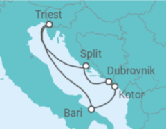 Reiseroute der Kreuzfahrt  7 Nächte - Adria mit Dubrovnik I - Mein Schiff