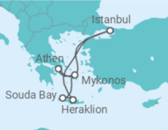 Reiseroute der Kreuzfahrt  7 Nächte - Östliches Mittelmeer mit Kreta - Mein Schiff