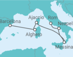 Reiseroute der Kreuzfahrt  Frankreich, Italien - Cunard