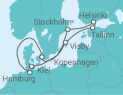 Reiseroute der Kreuzfahrt  Ostsee ab Hamburg bis Kiel - Cunard
