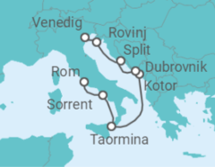 Reiseroute der Kreuzfahrt  Italien, Montenegro, Kroatien - WindStar Cruises