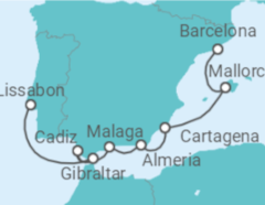Reiseroute der Kreuzfahrt  Gibraltar, Spanien - WindStar Cruises