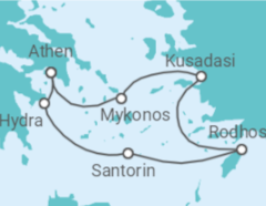 Reiseroute der Kreuzfahrt  Griechenland, Türkei - Celebrity Cruises