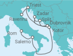 Reiseroute der Kreuzfahrt  Italien, Kroatien, Montenegro - Celebrity Cruises
