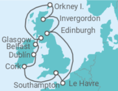 Reiseroute der Kreuzfahrt  British Isles - Princess Cruises