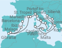 Reiseroute der Kreuzfahrt  Western Mediterranean & Adriatic Explorer - Princess Cruises
