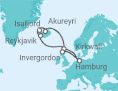Reiseroute der Kreuzfahrt  Island, Schottland, Orkney - MSC Cruises
