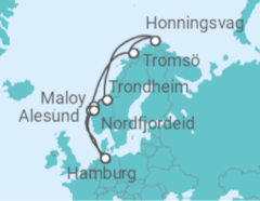 Reiseroute der Kreuzfahrt  Spätsommer am Nordkap - MSC Cruises