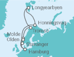Reiseroute der Kreuzfahrt  Norwegen, Nordkap, Spitzbergen - MSC Cruises