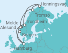 Reiseroute der Kreuzfahrt  Norwegen mit Nordkap - MSC Cruises