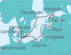 Reiseroute der Kreuzfahrt  Polen, Litauen, Lettland, Estland, Finnland, Schweden, Dänemark - MSC Cruises