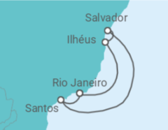 Reiseroute der Kreuzfahrt  Brasilien - Costa Kreuzfahrten