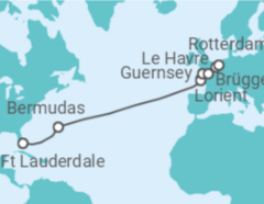 Reiseroute der Kreuzfahrt  Bermudas, Frankreich, Guernsey, Belgien - Holland America Line