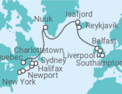 Reiseroute der Kreuzfahrt  Von New York (USA) nach Southampton (England) - MSC Cruises