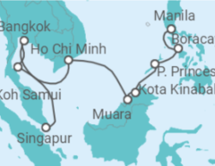 Reiseroute der Kreuzfahrt  Thailand, Vietnam, Malaysia - NCL Norwegian Cruise Line