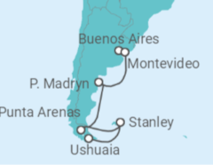 Reiseroute der Kreuzfahrt  Uruguay, Argentinien, Chile - NCL Norwegian Cruise Line