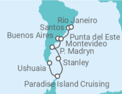 Reiseroute der Kreuzfahrt  Argentinien, Uruguay, Brasilien - NCL Norwegian Cruise Line