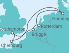 Reiseroute der Kreuzfahrt  Metropolen ab Hamburg - AIDA