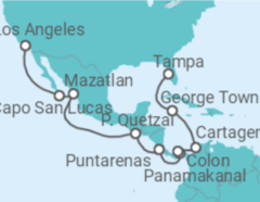 Reiseroute der Kreuzfahrt  Mexiko, Costa Rica, Panama, Kolumbien, Kaimaninseln - Royal Caribbean