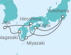 Reiseroute der Kreuzfahrt  Japan, Südkorea - Cunard