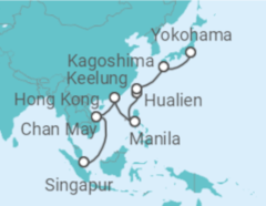 Reiseroute der Kreuzfahrt  China, Philippinen, Taiwan, Japan - Cunard