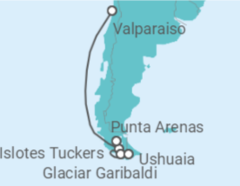 Reiseroute der Kreuzfahrt  Expedition Chilenische Fjorde – Urzeit-Labyrinth am Ende der Welt - Hapag-Lloyd Cruises