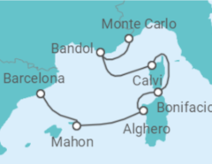 Reiseroute der Kreuzfahrt  Mediterrane Inselwelt und traumhafte Côte d’ Azur - Hapag-Lloyd Cruises