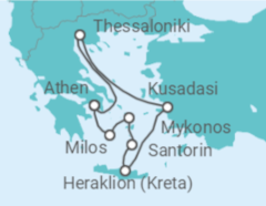 Reiseroute der Kreuzfahrt  Idyllische Ägäis - Celestyal Cruises