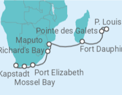Reiseroute der Kreuzfahrt  Mauritius, Reunion, Südafrika - NCL Norwegian Cruise Line