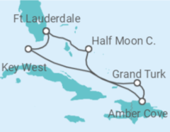 Reiseroute der Kreuzfahrt  Bahamas, USA - Holland America Line