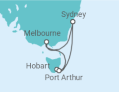 Reiseroute der Kreuzfahrt  Tasmania - Princess Cruises