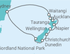 Reiseroute der Kreuzfahrt  New Zealand - Princess Cruises
