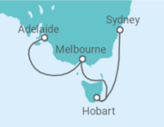 Reiseroute der Kreuzfahrt  Southern Australia - Princess Cruises