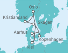 Reiseroute der Kreuzfahrt  Ostsee ab Kiel - AIDA