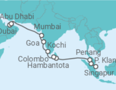 Reiseroute der Kreuzfahrt  Von Singapur nach Dubai - Royal Caribbean