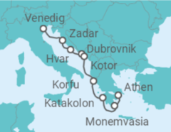 Reiseroute der Kreuzfahrt  Kroatien, Montenegro, Griechenland - WindStar Cruises