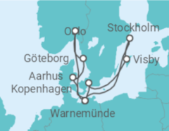 Reiseroute der Kreuzfahrt  Skandinavien ab Warnemünde 1 - AIDA