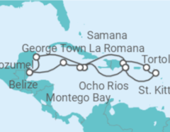 Reiseroute der Kreuzfahrt  Mexiko & Karibik ab Dominikanische Republik - AIDA