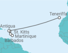 Reiseroute der Kreuzfahrt  Von Barbados nach Teneriffa - AIDA
