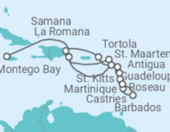 Reiseroute der Kreuzfahrt  Karibik mit kleinen Antillen ab Jamaika - AIDA