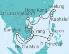 Reiseroute der Kreuzfahrt  Vietnam, Philippinen, Taiwan & Hongkong - AIDA