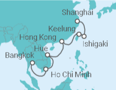 Reiseroute der Kreuzfahrt  Von Bangkok nach Shanghai - AIDA
