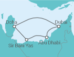Reiseroute der Kreuzfahrt  7 Nächte - Zauber des Orients - ab/bis Dubai - Mein Schiff