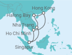 Reiseroute der Kreuzfahrt  15 Nächte - Festtage in Südostasien - ab/bis Singapur - Mein Schiff